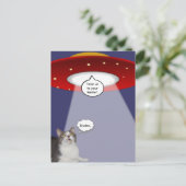 Carte Postale Chat et vaisseau spatial amusant (Debout devant)
