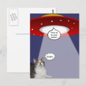 Carte Postale Chat et vaisseau spatial amusant (Devant / Derrière)