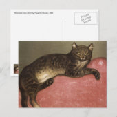 Carte Postale Chat étiré sur canapé - par le théophile Steinlen (Devant / Derrière)