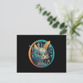 Carte Postale Chat étrange qui fixe vos phares (Debout devant)