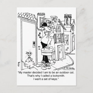 Carte Postale Chat extérieur a besoin de clés