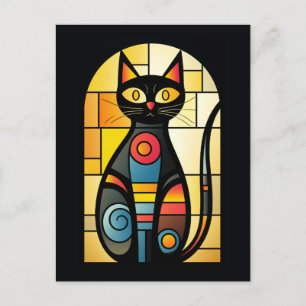 Carte Postale Chat Faux en Verre