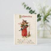 Carte postale Chat Fille Sorcière Halloween Rhyme (Debout devant)