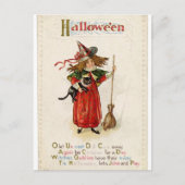 Carte postale Chat Fille Sorcière Halloween Rhyme (Devant)