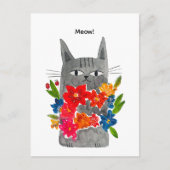 Carte postale Chat Fleur (Devant)