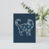 Carte Postale Chat Fleur Bleu Daisy Chats (Debout devant)