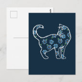 Carte Postale Chat Fleur Bleu Daisy Chats (Devant / Derrière)