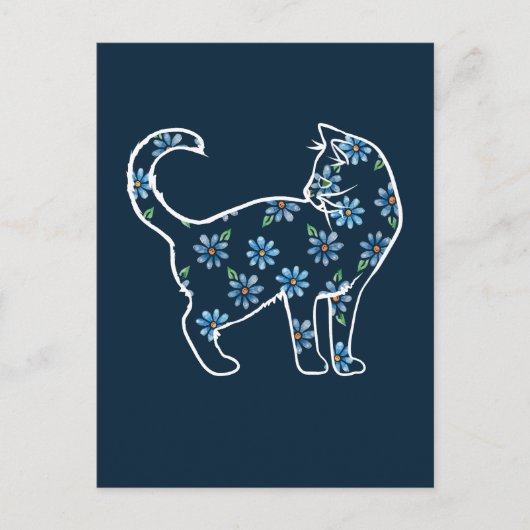 Carte Postale Chat Fleur Bleu Daisy Chats (Devant)