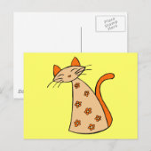 Carte Postale Chat floral orange (Devant / Derrière)