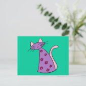 Carte Postale Chat Floral Violet (Debout devant)