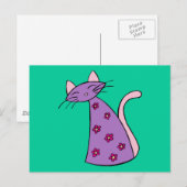 Carte Postale Chat Floral Violet (Devant / Derrière)