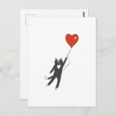 Carte Postale Chat flottant attaché à un ballon - Choisissez la (Devant / Derrière)