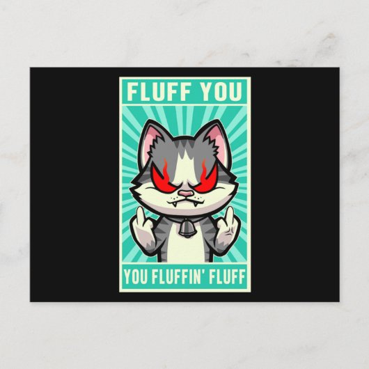 Carte Postale Chat Fluff You Middle Finger Kitten Kitty Animal c (Devant)