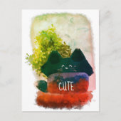 Carte Postale Chat Fluffy Cachottier de Dessin Animé Mignon (Devant)