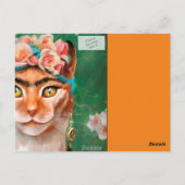 Carte Postale chat Frida avec fleurs (Dos)