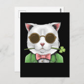Carte Postale Chat gentleman Shamrock Hommes Femmes Fête de la S (Devant / Derrière)