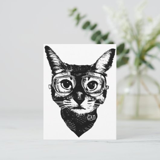 Carte Postale Chat Goggles (Debout devant)