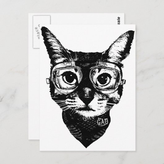 Carte Postale Chat Goggles (Devant / Derrière)