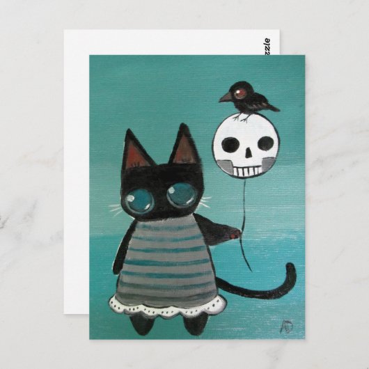 Carte Postale Chat gothique Kitty Art de conte de fée excentriqu (Devant / Derrière)