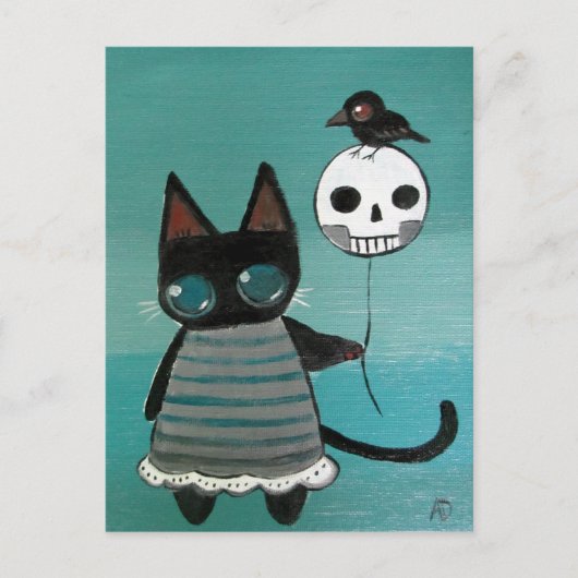 Carte Postale Chat gothique Kitty Art de conte de fée excentriqu (Devant)