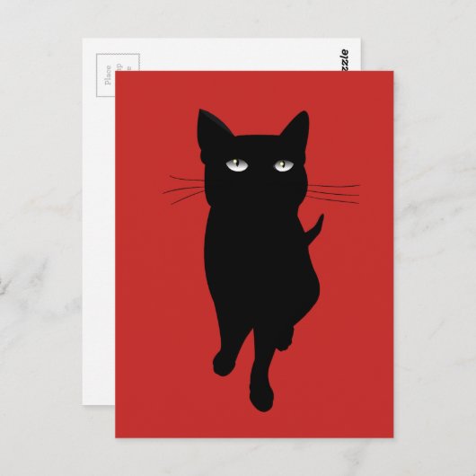 Carte Postale Chat gothique noir (Devant / Derrière)