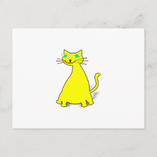 Carte Postale Chat gras jaune