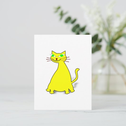 Carte Postale Chat gras jaune (Debout devant)