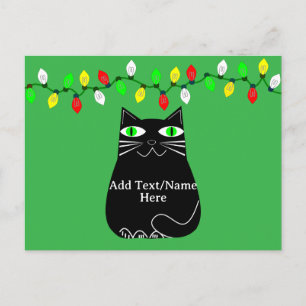 Carte Postale Chat Gras Noir Avec Des Yeux Verts Texte Personnal