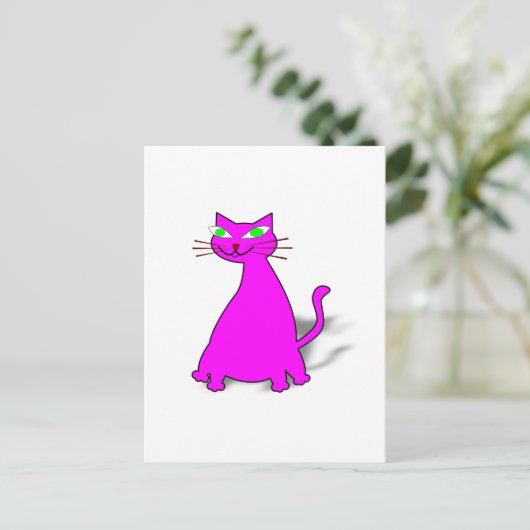 Carte Postale Chat gras rose (Debout devant)