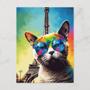 Carte Postale Chat gris à Paris