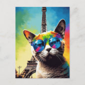 Carte Postale Chat gris à Paris (Devant)