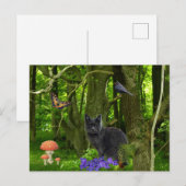 Carte Postale Chat gris dans la forêt (Devant / Derrière)