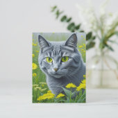 Carte Postale Chat gris mignon avec Yellow Eyes Ai Art (Debout devant)