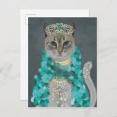 Carte Postale Chat gris | Orné De Portrait De Cloches (Devant / Derrière)