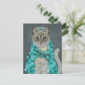 Carte Postale Chat gris | Orné De Portrait De Cloches (Debout devant)