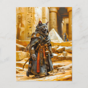 Carte Postale Chat guerrier égyptien en blindée royale