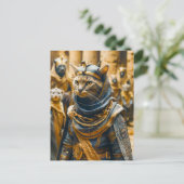 Carte Postale Chat guerrier égyptien en blindée royale (Debout devant)
