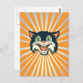 Carte Postale Chat Halloween Vintage (Devant / Derrière)