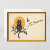 Carte postale Chat Halloween vintage (Devant / Derrière)