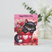 Carte postale Chat Heureuse Sainte-Valentin (Debout devant)