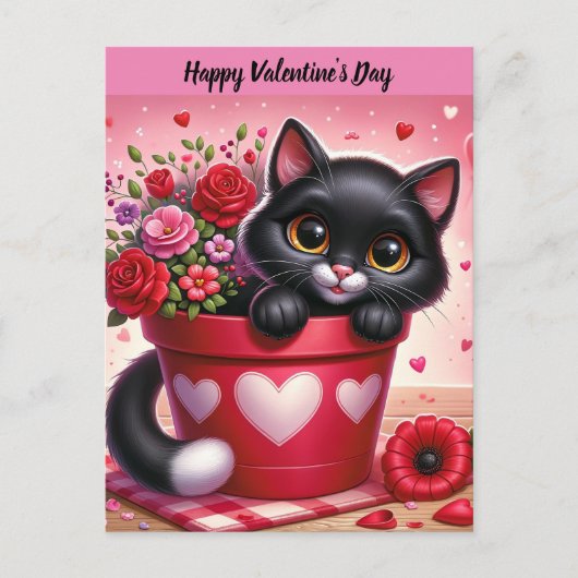 Carte postale Chat Heureuse Sainte-Valentin (Devant)
