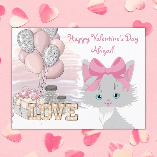 Carte Postale Chat Heureuse Sainte-Valentin Cute Kids Kitten