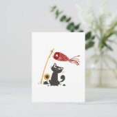 Carte Postale Chat heureux - Choisir la couleur arrière - plan (Debout devant)