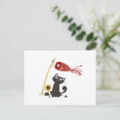 Carte Postale Chat heureux - Choisir la couleur arrière - plan (Debout devant)