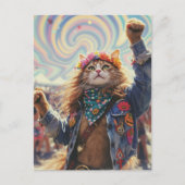 Carte Postale Chat Hippie (Devant)