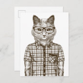 Carte Postale Chat Hipster (Devant / Derrière)
