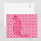 Carte Postale Chat japonais - Fuchsia Pink Batik (Devant / Derrière)