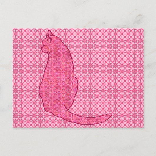 Carte Postale Chat japonais - Fuchsia Pink Batik (Devant)