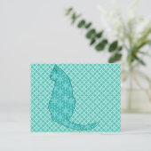 Carte Postale Chat japonais - Kimono turquoise (Debout devant)