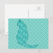 Carte Postale Chat japonais - Kimono turquoise (Devant / Derrière)